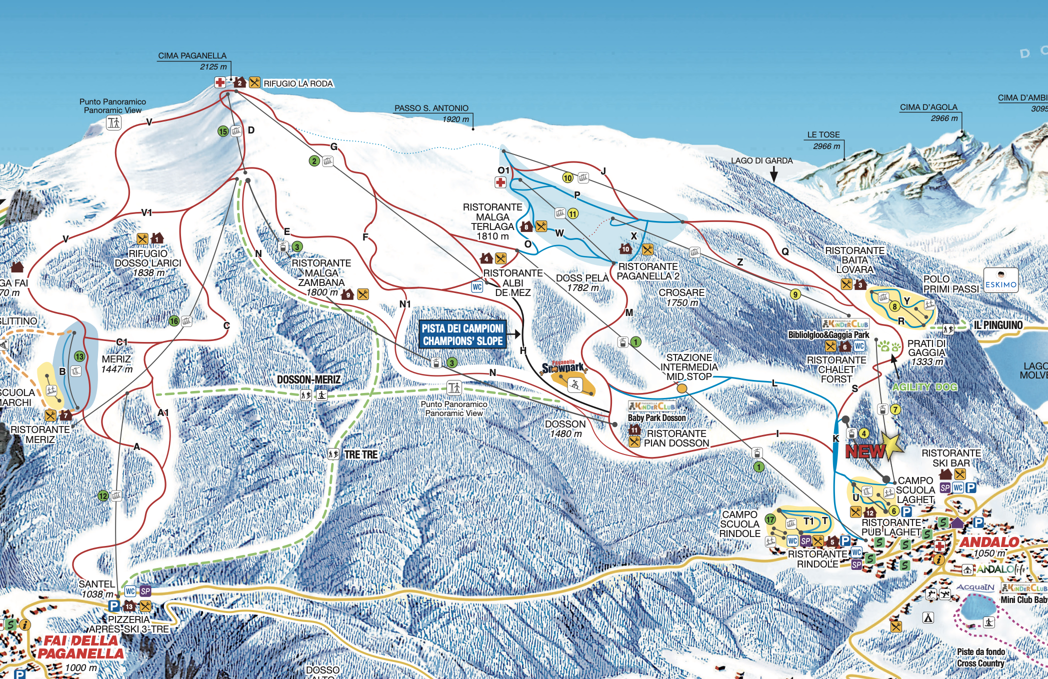 Mappa degli impianti di Paganella Ski
