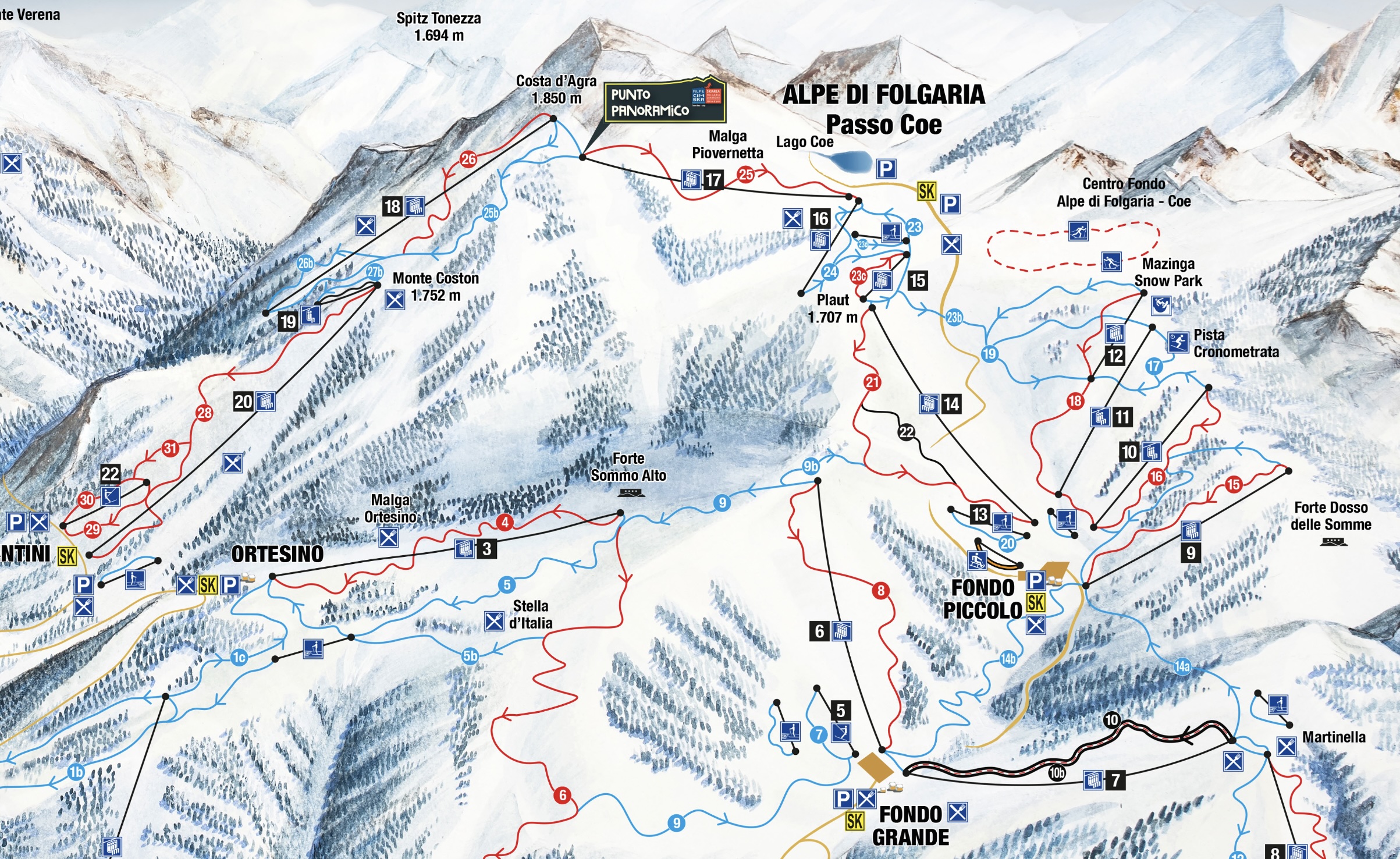 Mappa comprensorio Alpe Cimbra