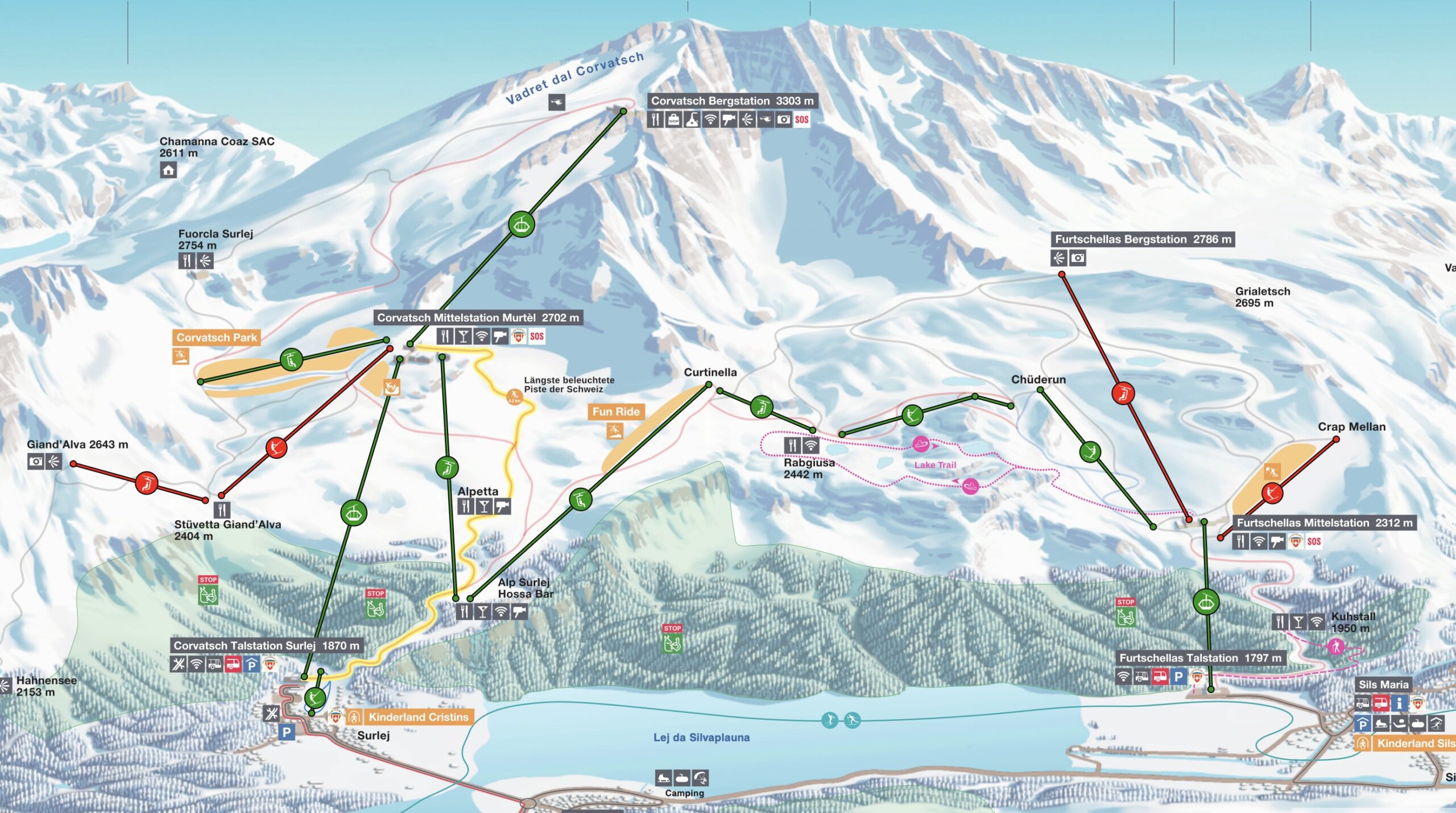 Mappa del comprensorio Corvatsch